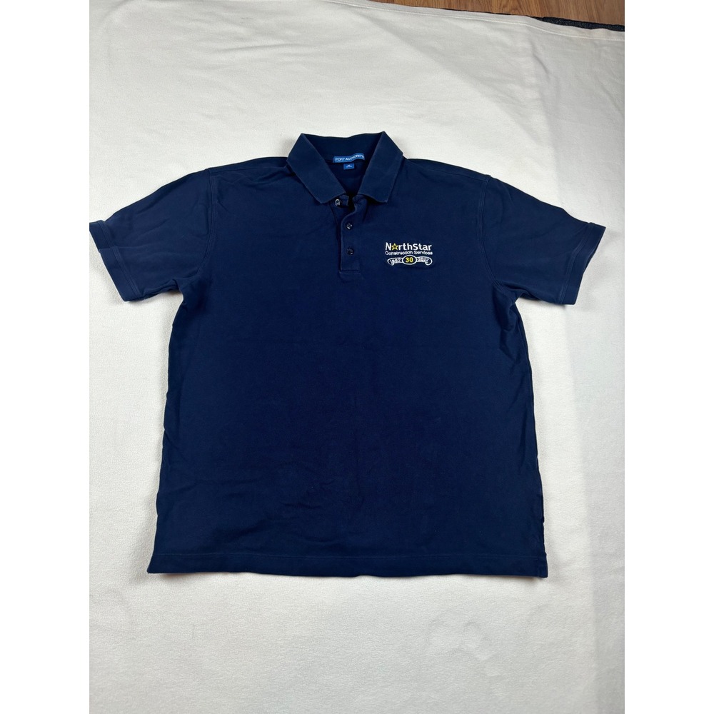 Port‎ Authority NorthStar Mens Polo Shirt Navy Blue Short Sleeve Size Medium